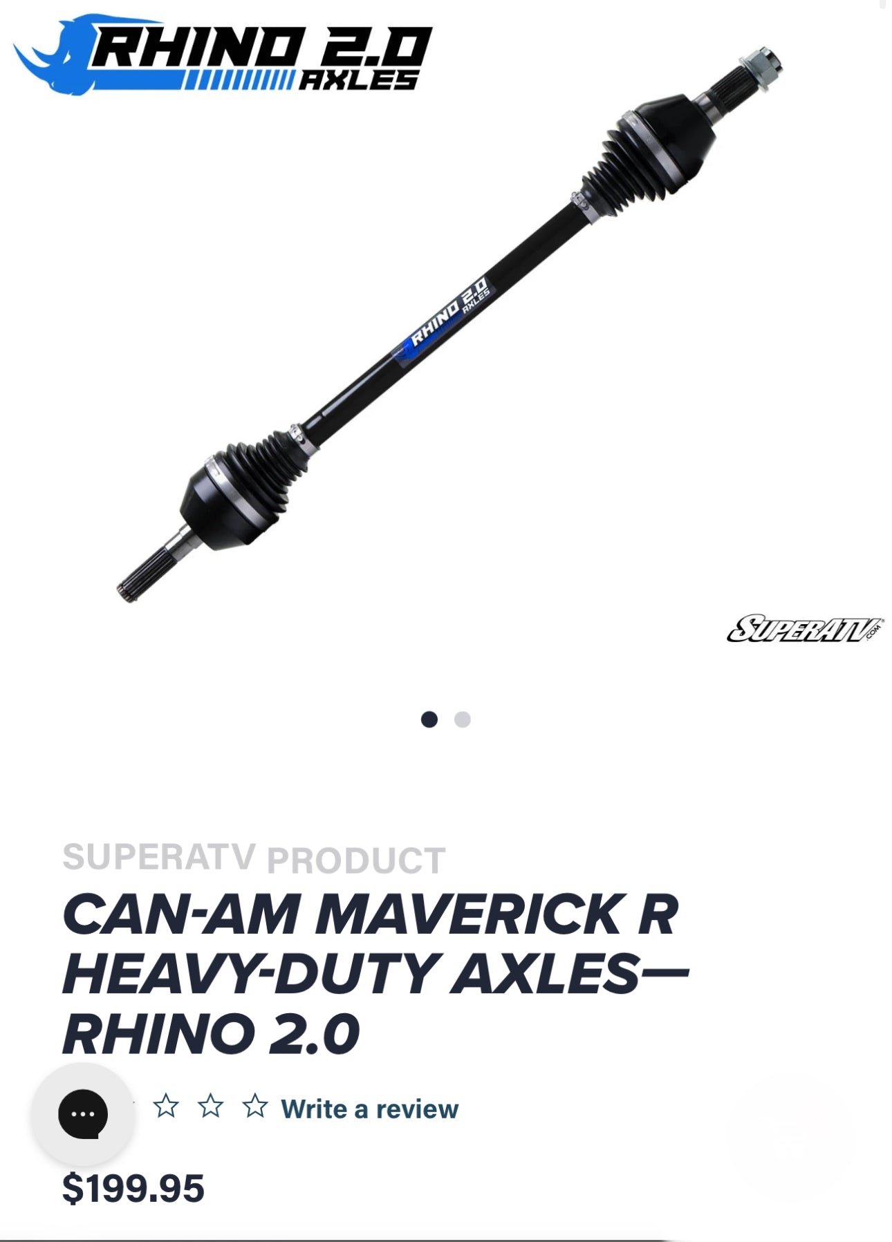 super atv rhino 2.0 axle can-am maverick R heavy duty