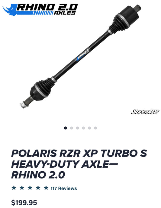 SUPER ATV POLARIS RXR XP TURBO S HEAVY DUTY AXLE-RHINO 2.0